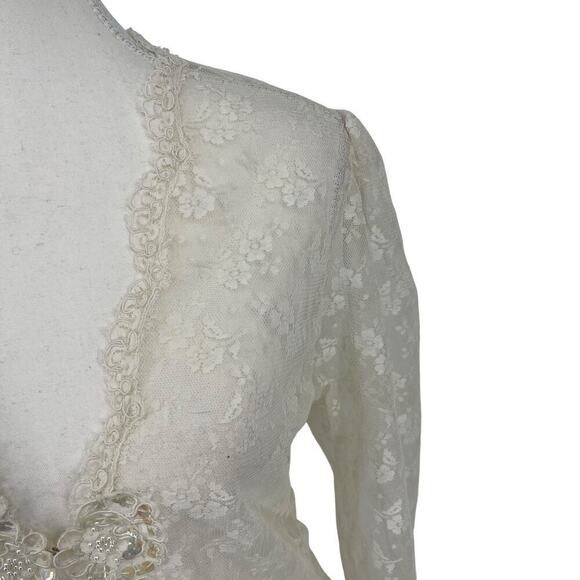Vintage 80’s Victoria’s Secret Gold Label Lingerie Robe Lace Floral Bridal Small - Picture 4 of 9